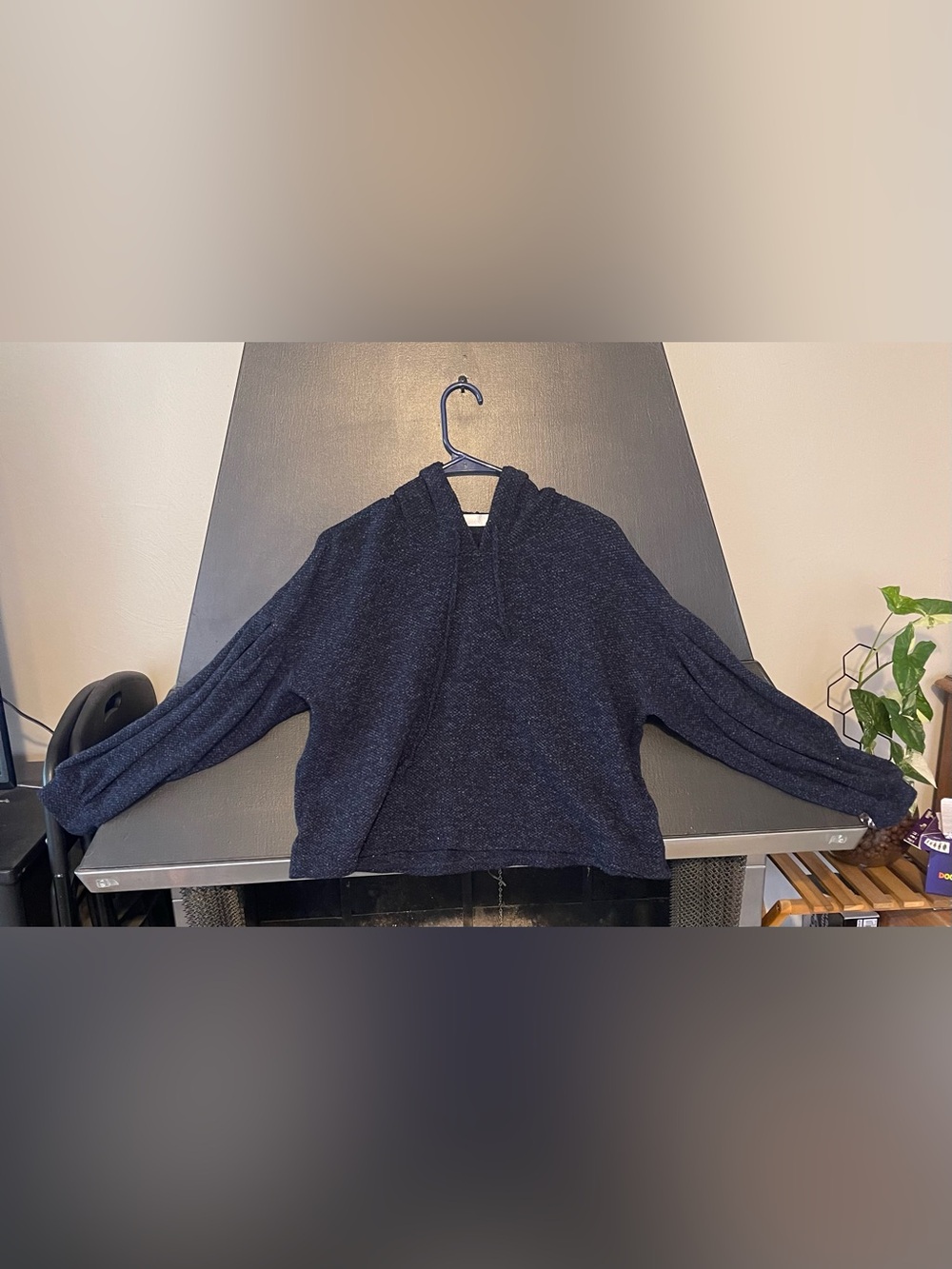 Cozy Cropped Navy Hooded Knit Sweater